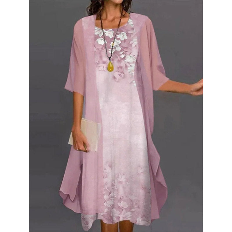 🌸Elegante conjunto de vestido con estampado floral para mujer.