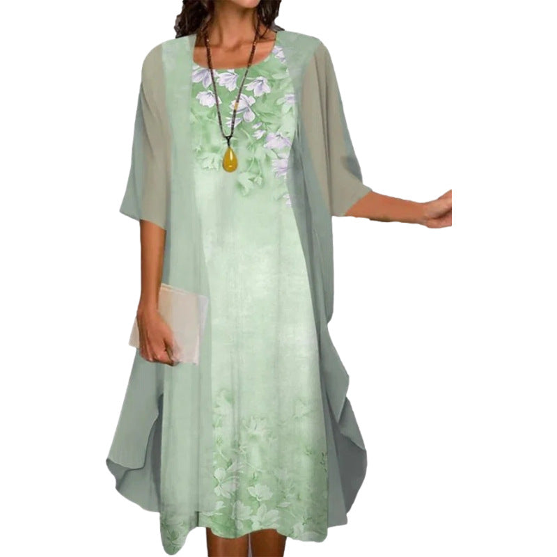 🌸Elegante conjunto de vestido con estampado floral para mujer.