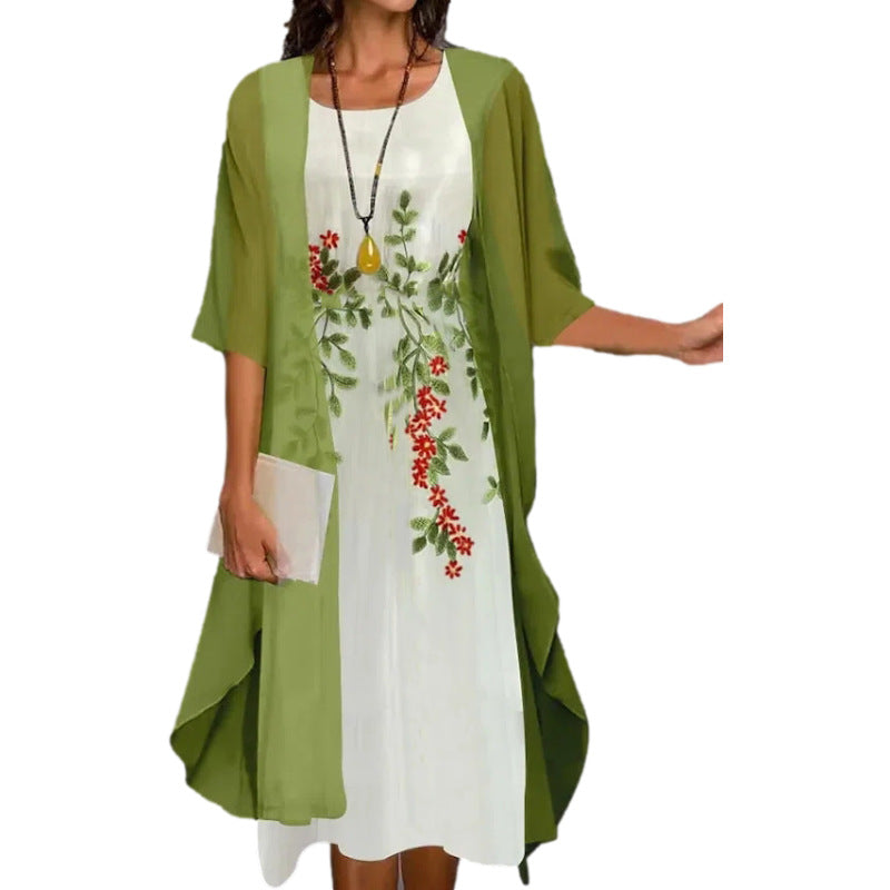 🌸Elegante conjunto de vestido con estampado floral para mujer.