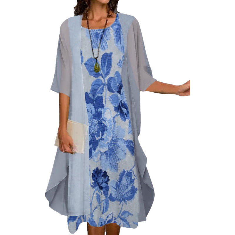 🌸Elegante conjunto de vestido con estampado floral para mujer.