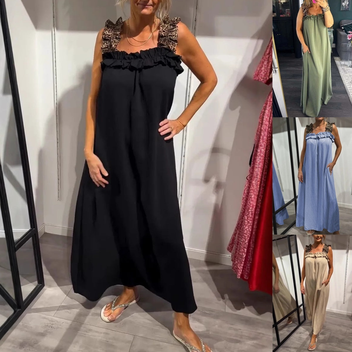 💕Vestido largo informal sin mangas con bolsillos para mujer