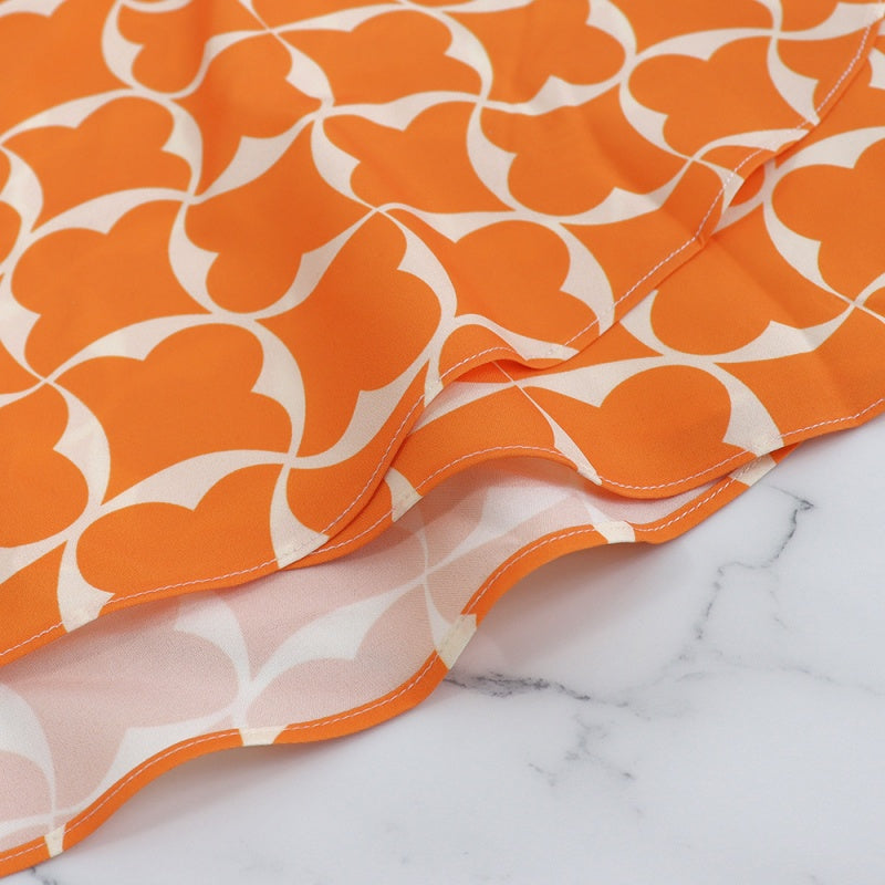 Vestido de moda y estampado naranja con 3/4 mangas para mujeres