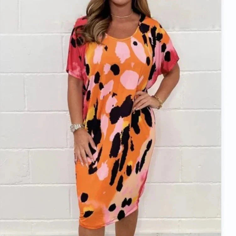 ⏳Descuento del 50% por tiempo limitado💥Vestido holgado e informal con estampado de leopardo y cuello redondo.