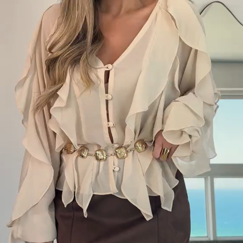 Botón de cuello V BLUSE ROMBUS