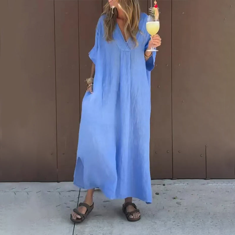 Vestido casual fluido con cuello en V para mujerš„°šøOpciones emocionantes