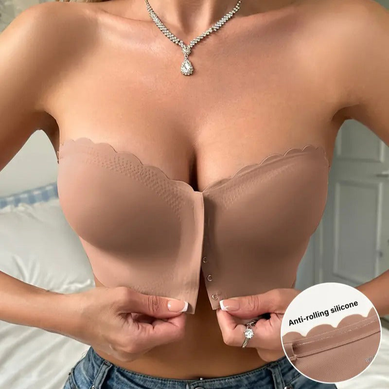 🔥 ¡Último día 50% de descuento! 🔥Sujetador bandeau sin tirantes y sin costuras con cierre frontal