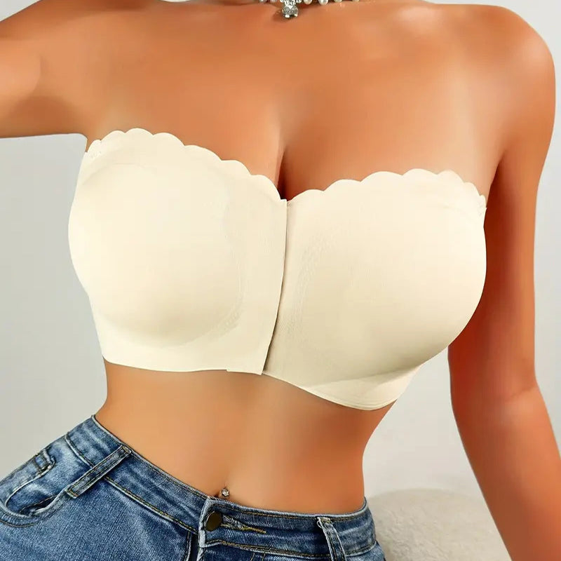 🔥 ¡Último día 50% de descuento! 🔥Sujetador bandeau sin tirantes y sin costuras con cierre frontal