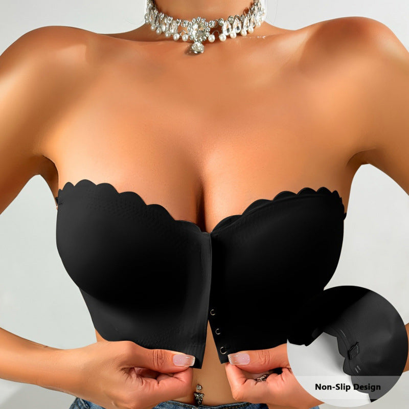 🔥 ¡Último día 50% de descuento! 🔥Sujetador bandeau sin tirantes y sin costuras con cierre frontal