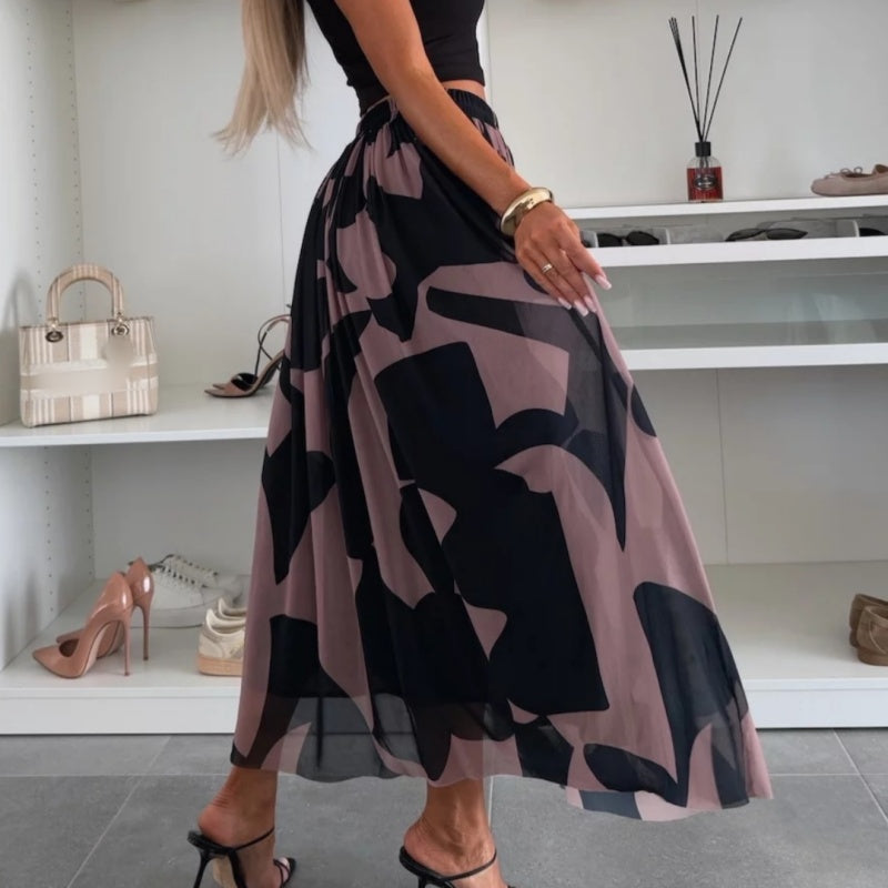 Falda maxi para mujeres con presión moderna y cintura elástica