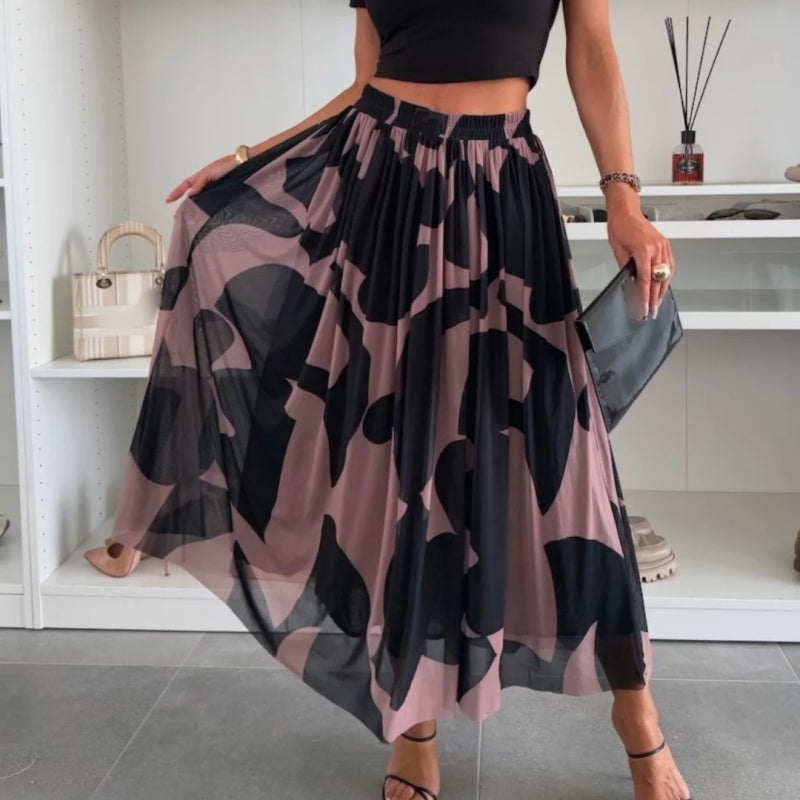 Falda maxi para mujeres con presión moderna y cintura elástica