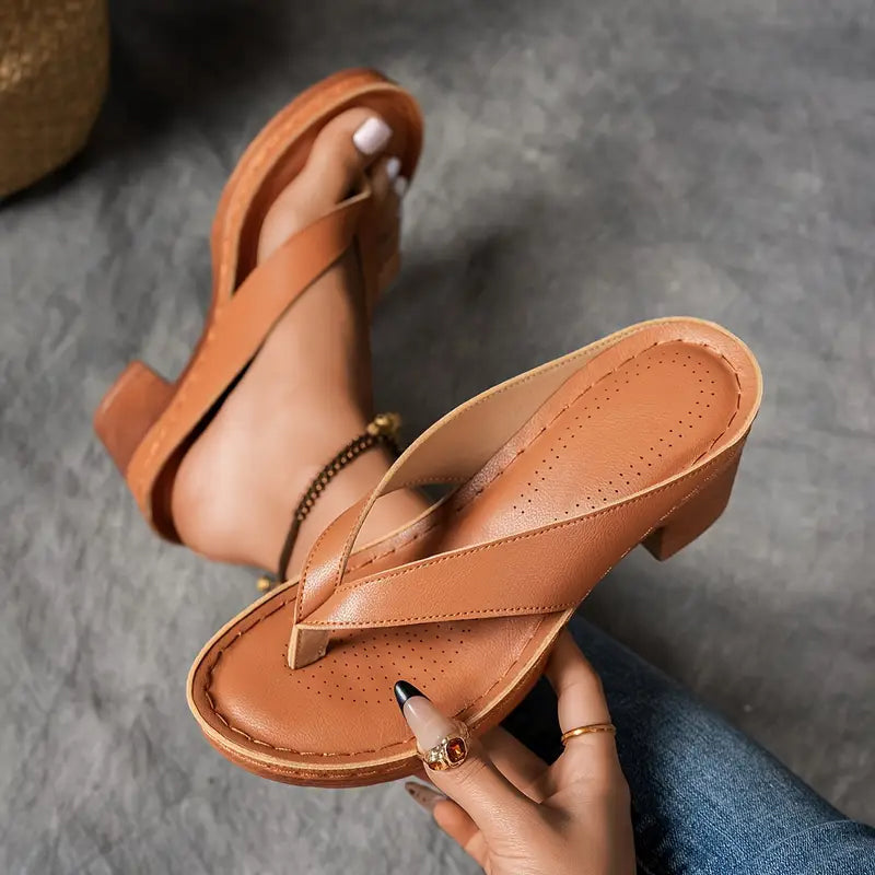 Chanclas de mujer con tacón grueso para verano🌧️🌷Suela suave y antideslizante.