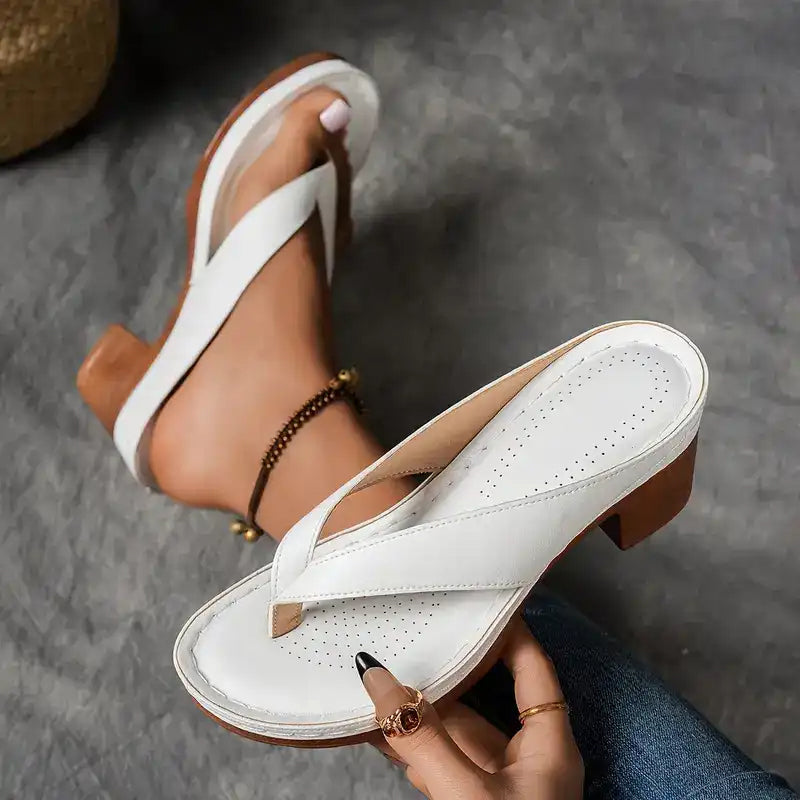 Chanclas de mujer con tacón grueso para verano🌧️🌷Suela suave y antideslizante.