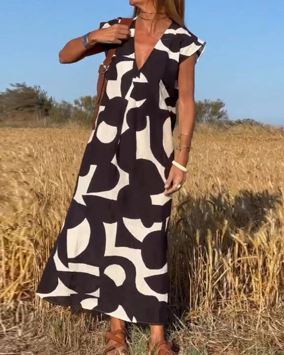 Vestido para mujeres casual con bloques de color geométrico