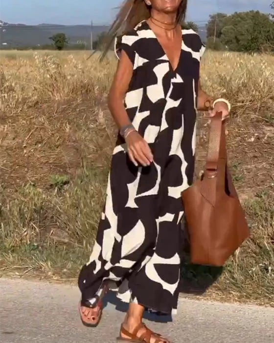 Vestido para mujeres casual con bloques de color geométrico