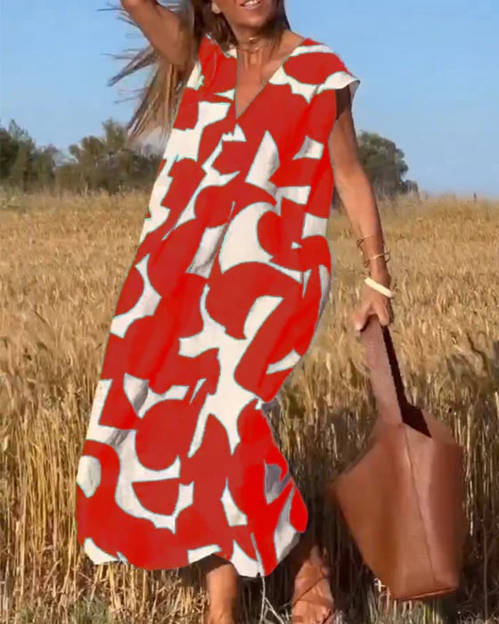 Vestido para mujeres casual con bloques de color geométrico