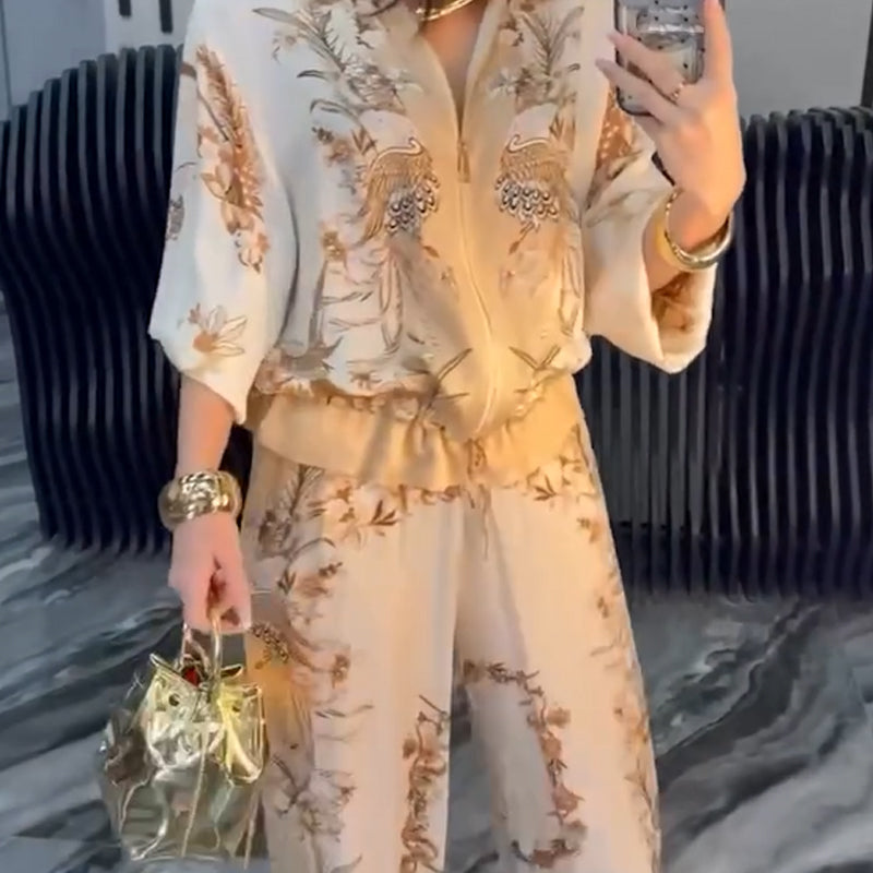 🌸Ofertas de primavera🌸 Elegante conjunto de dos piezas con cremallera para mujer.