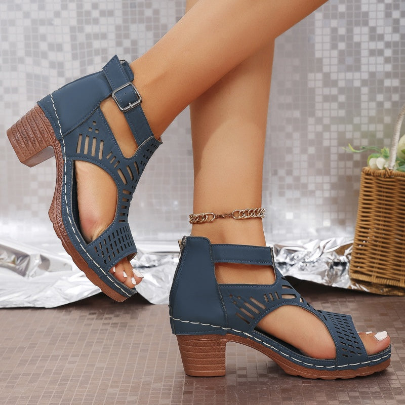 🏖️Descuento de verano -50💃Sandalias versátiles de punta abierta con tacón medio.👠