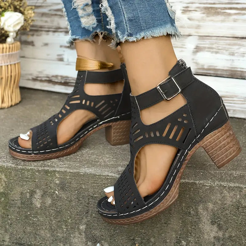 🏖️Descuento de verano -50💃Sandalias versátiles de punta abierta con tacón medio.👠