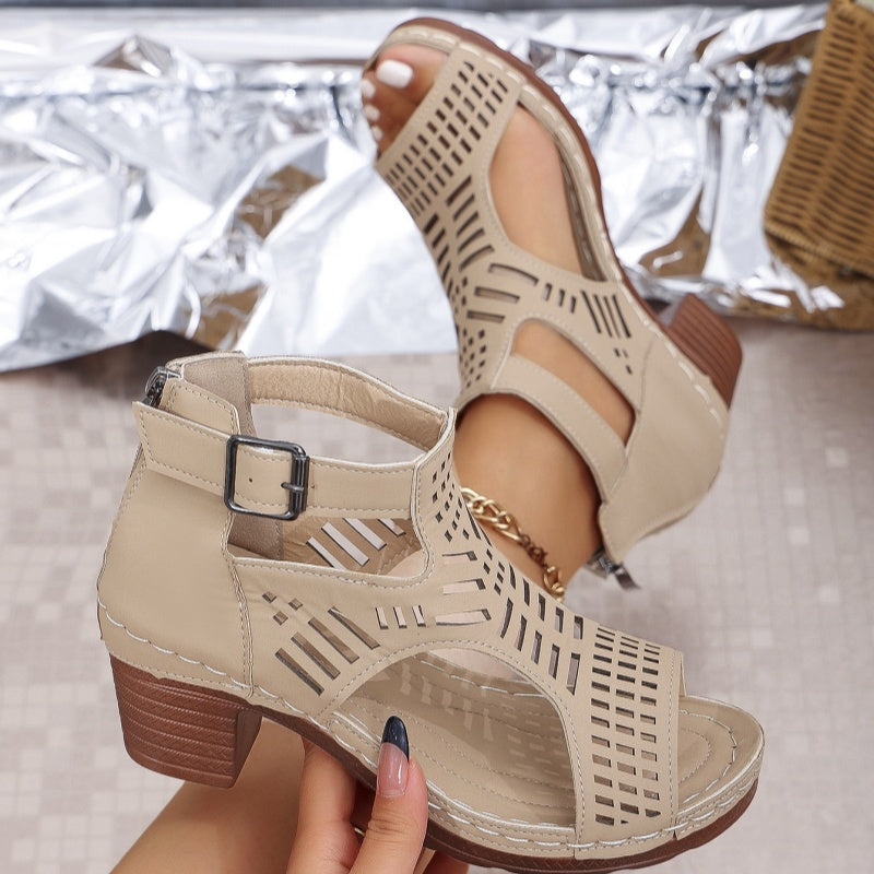 🏖️Descuento de verano -50💃Sandalias versátiles de punta abierta con tacón medio.👠