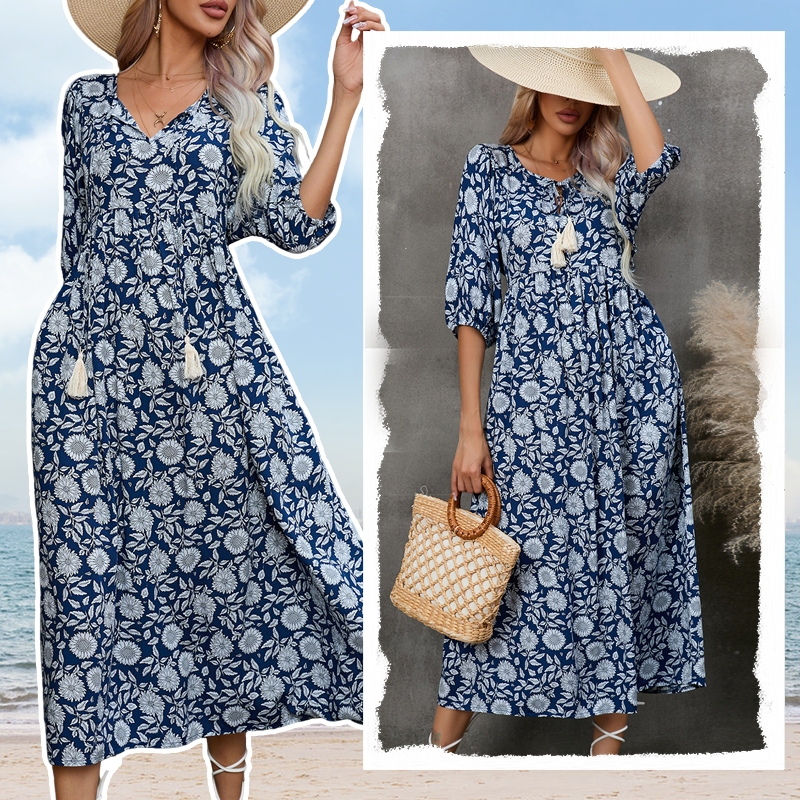 👗🌸 SOMMERLICHE BLÜTENPRAHT: V-Ausschnitt Maxikleider mit LUXUS-CHIFFON 👗🌸
