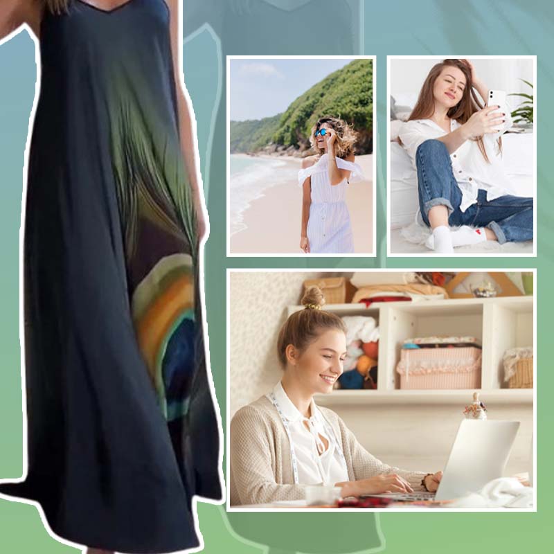 Vestido maxi más suelto con correas de espagueti y patrones de flores