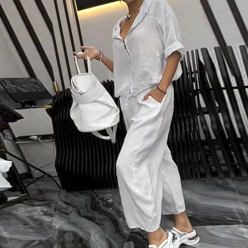 Top y pantalones casuales de mujeres de 2 partes