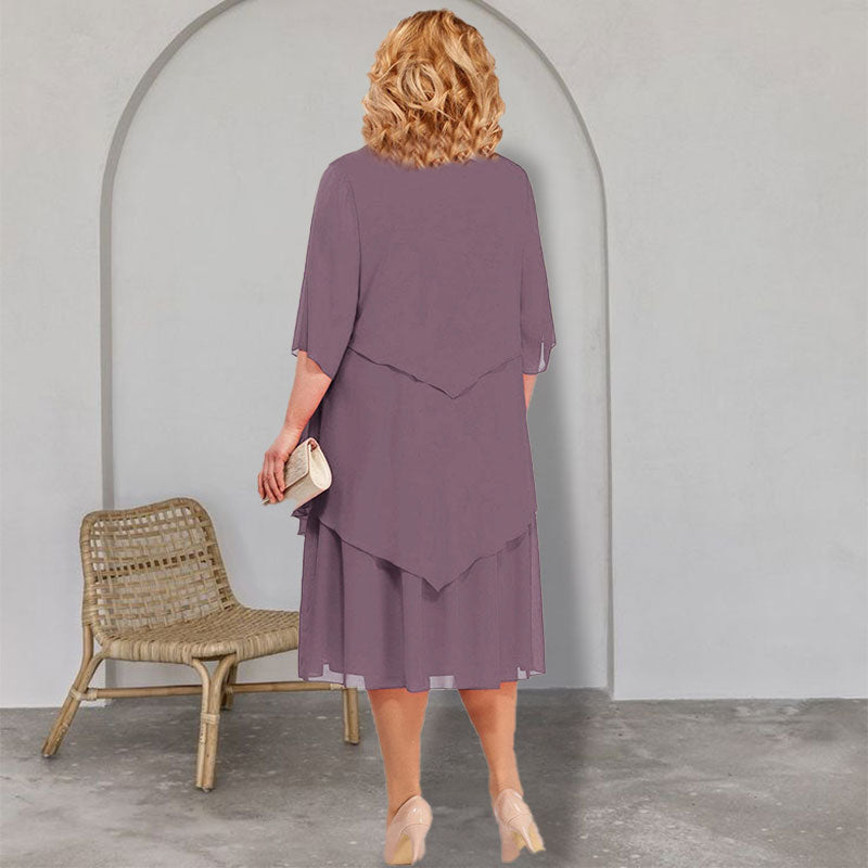 🌸Vestido midi de talla grande con capas