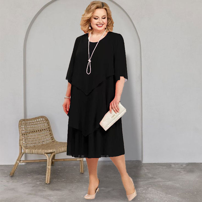 🌸Vestido midi de talla grande con capas