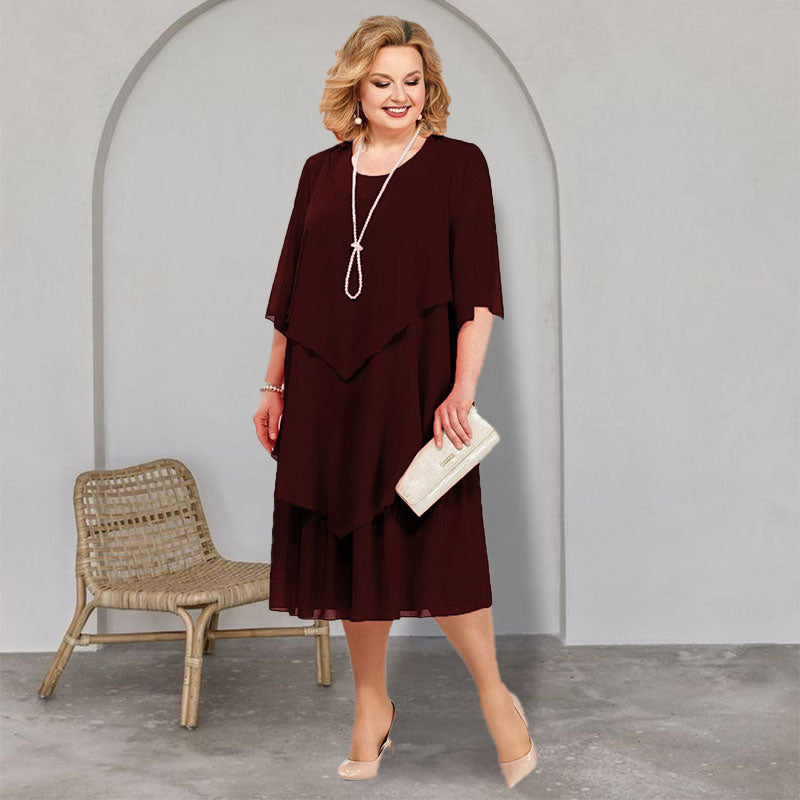 🌸Vestido midi de talla grande con capas
