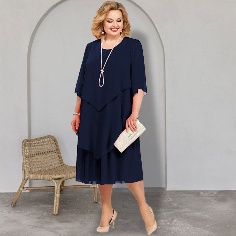 🌸Vestido midi de talla grande con capas