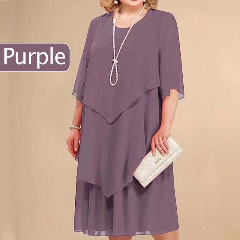 🌸Vestido midi de talla grande con capas