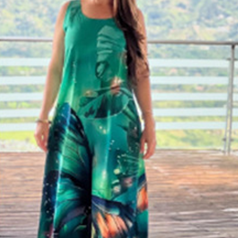 🌸50% de descuento🌸Vestido largo holgado sin mangas con estampado para mujer