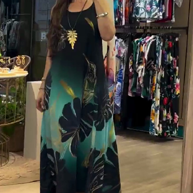 🌸50% de descuento🌸Vestido largo holgado sin mangas con estampado para mujer