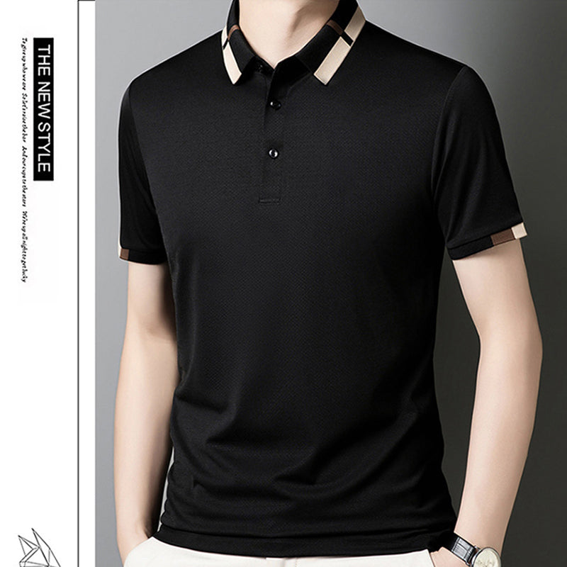 🔥Heute 50% Rabatt🔥Herren Stretch Ice Silk Kurzarm-T-Shirt mit Rever