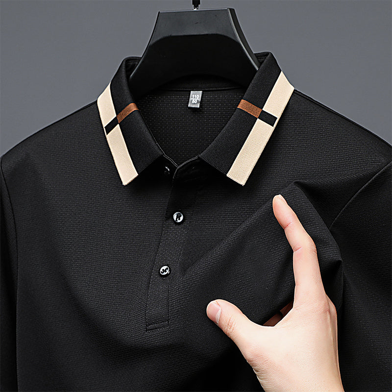 🔥Heute 50% Rabatt🔥Herren Stretch Ice Silk Kurzarm-T-Shirt mit Rever