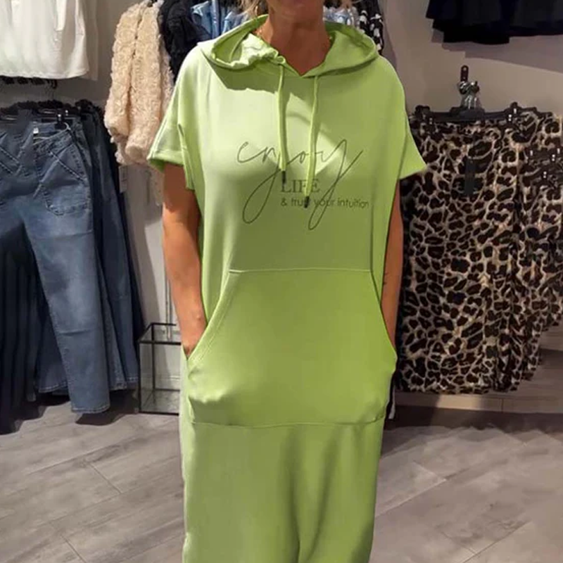 ❤️Vestido de mujer con mangas cortas y capucha.
