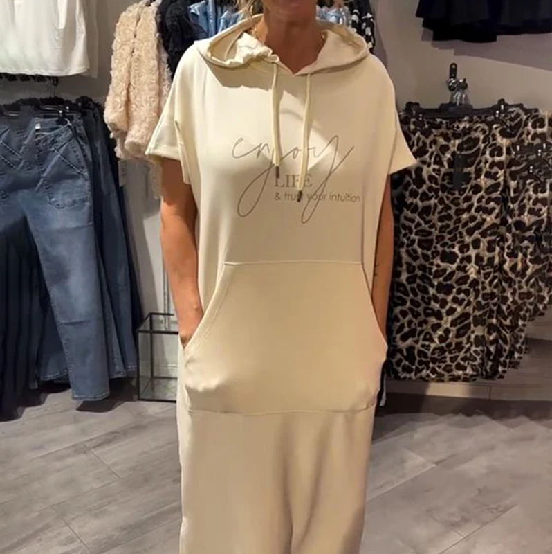 ❤️Vestido de mujer con mangas cortas y capucha.