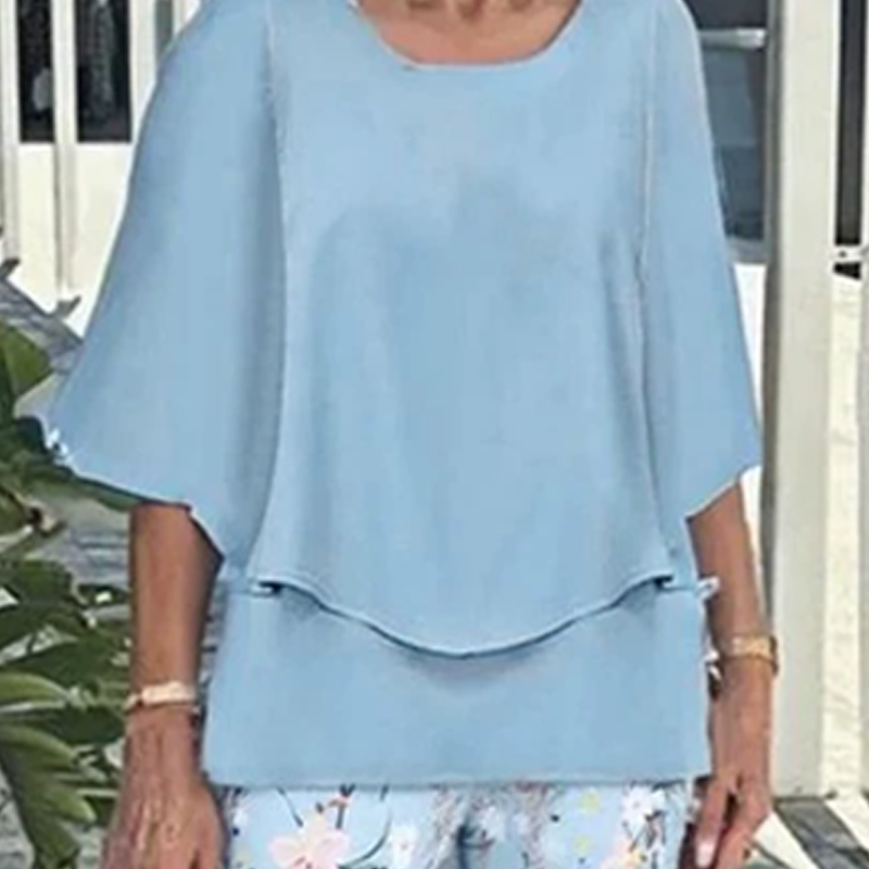 💃✨Conjunto de dos piezas para mujer: pantalón estampado y top de cuello redondo