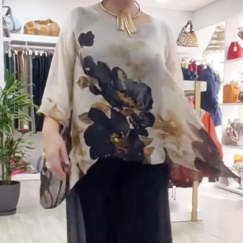 💖Top casual estampado de cuello redondo para mujer
