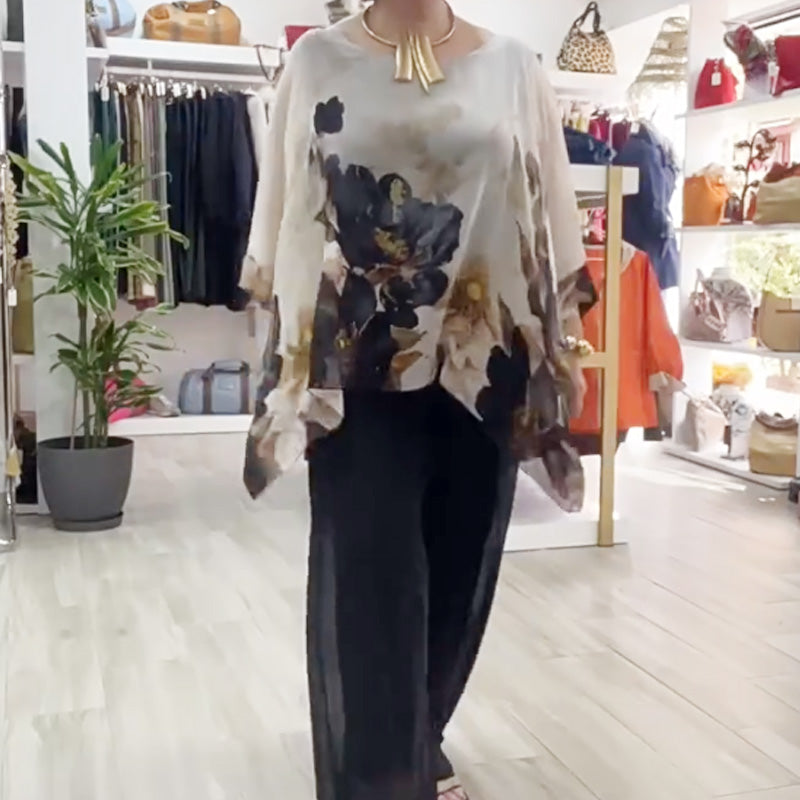 💖Top casual estampado de cuello redondo para mujer