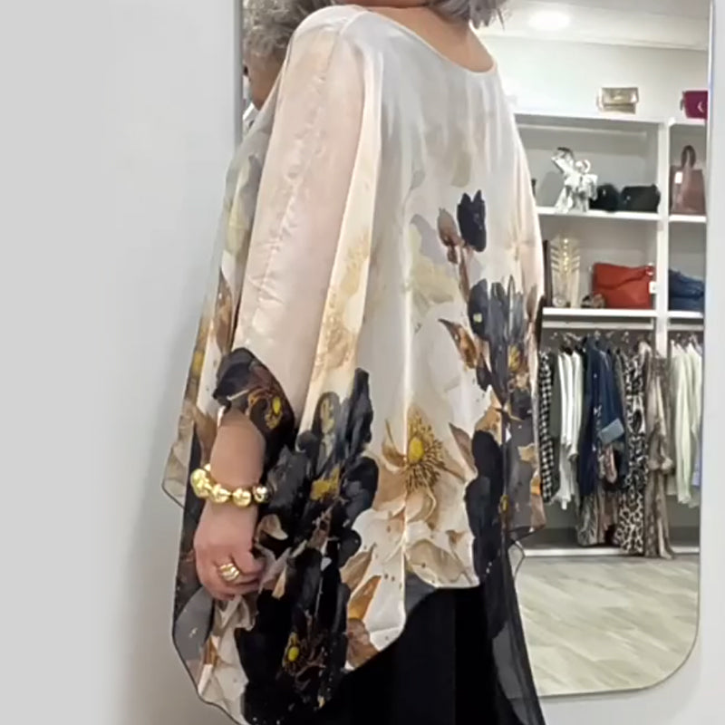 💖Top casual estampado de cuello redondo para mujer