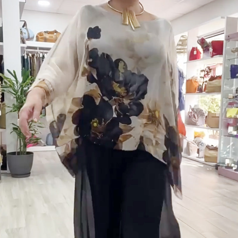 💖Top casual estampado de cuello redondo para mujer