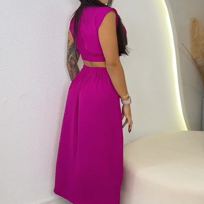 🌼Elegante vestido con abertura y mangas cortas para mujer