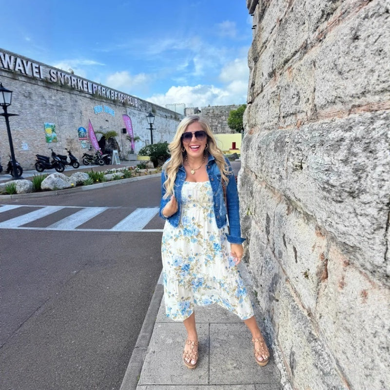 🏖️Zeitlich begrenzter Rabatt🌼Bedrucktes, plissiertes Kurzarmkleid für Damen mit quadratischem Ausschnitt