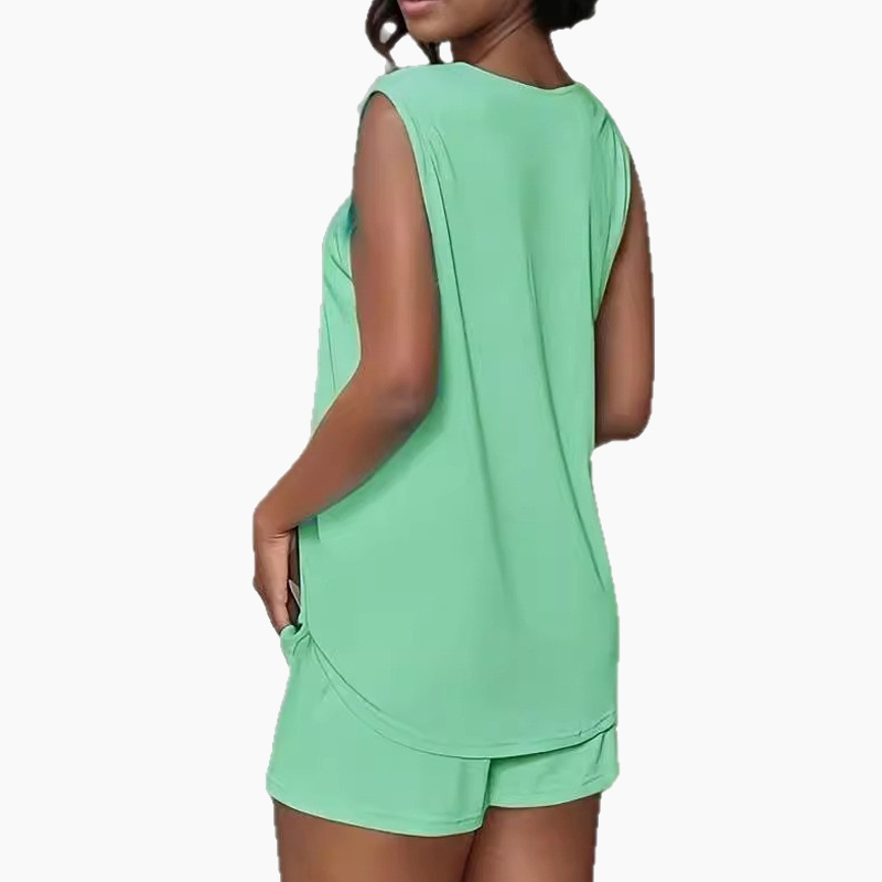 🔥Comodidad y ocio en verano🔥Traje de dos piezas con camiseta sin mangas y pantalones cortos.