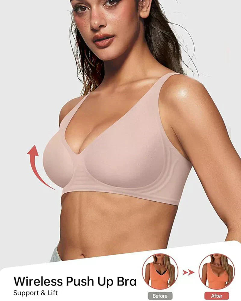 🍁Letzter Tag: 50% Rabatt✨Nahtloser Push-up-BH mit tiefem V-Ausschnitt und ohne Bügel