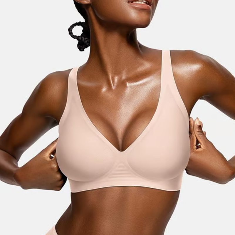 🍁Letzter Tag: 50% Rabatt✨Nahtloser Push-up-BH mit tiefem V-Ausschnitt und ohne Bügel