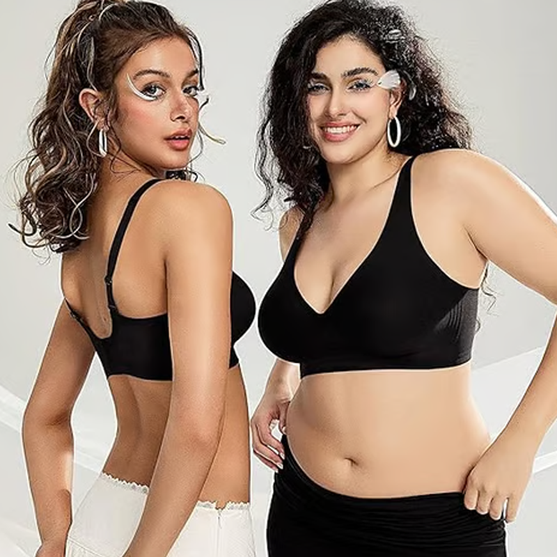 🍁Letzter Tag: 50% Rabatt✨Nahtloser Push-up-BH mit tiefem V-Ausschnitt und ohne Bügel