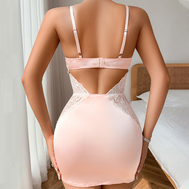 Sexy Spitzen-Negligé mit Spaghettiträgern & String – 2-teiliges Set