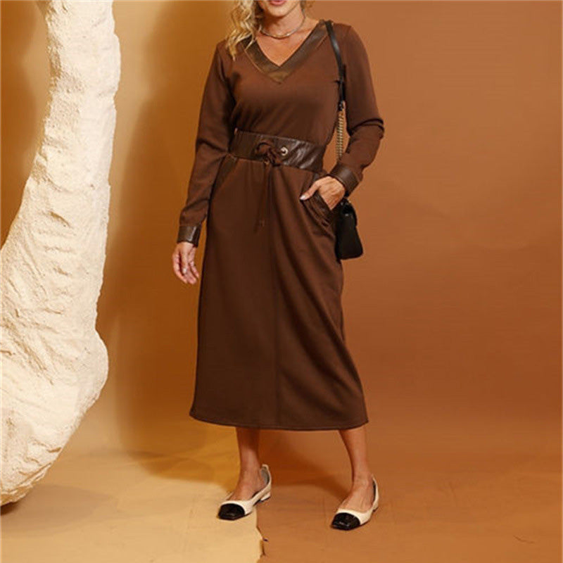 💗LETZTER TAG AKTION - 50% RABATT💗Modischer Zweiteiler: Langarm-Top mit V-Ausschnitt & Rock